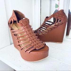 Torrid Cognac Platform Gladiator Cage Wedge Sandal